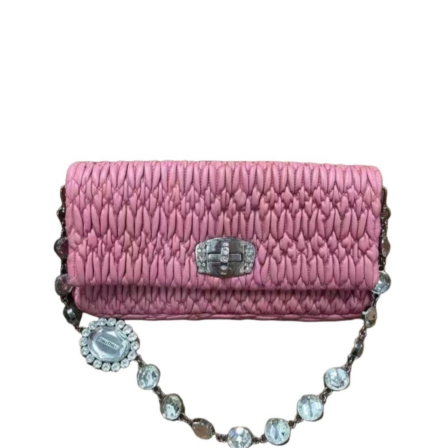 Lambskin Matelasse Crystal Flap Large