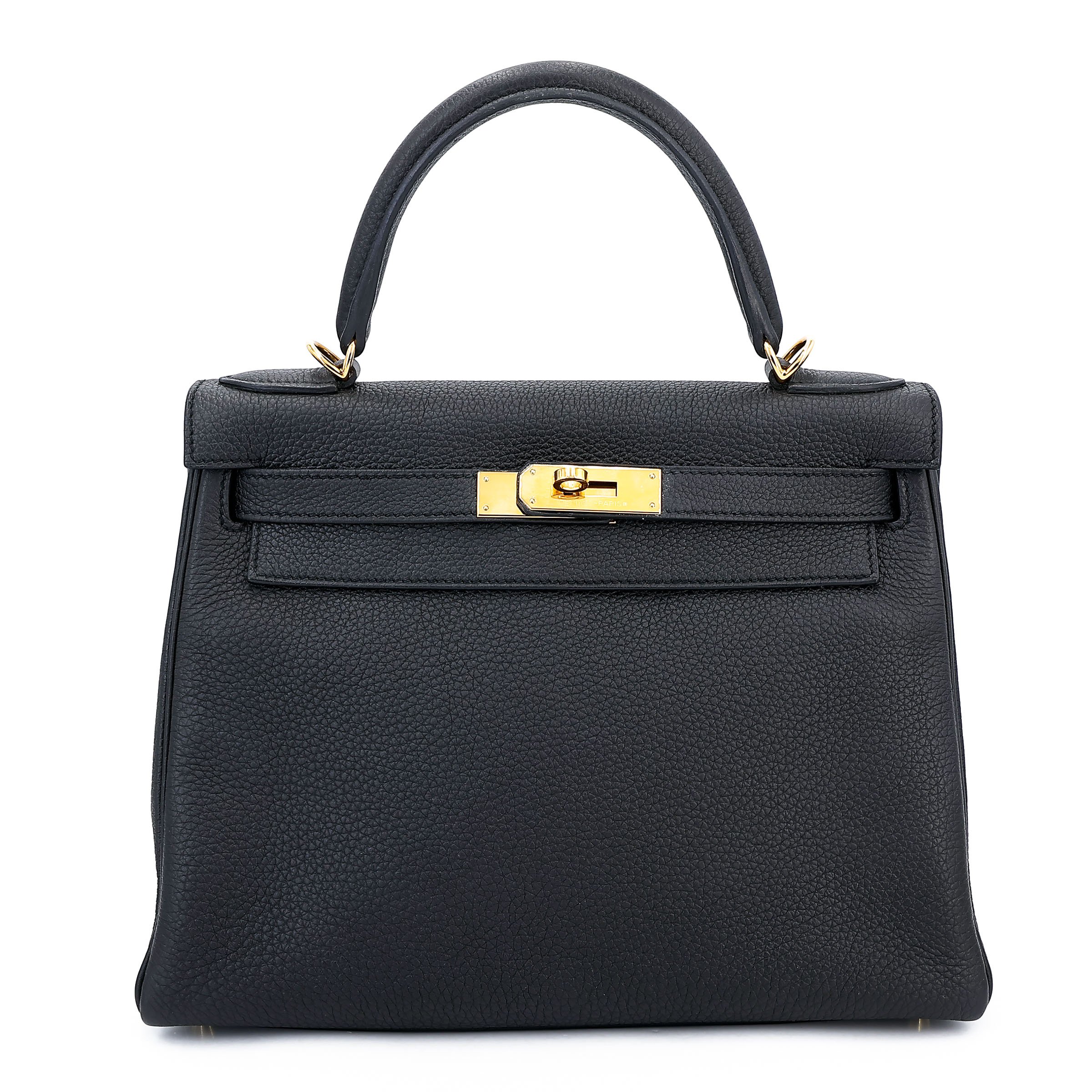 Hermes Very Good ( Rank A) HERMÈS Kelly 28 Noir (89) Togo Gold hardware T (2015)