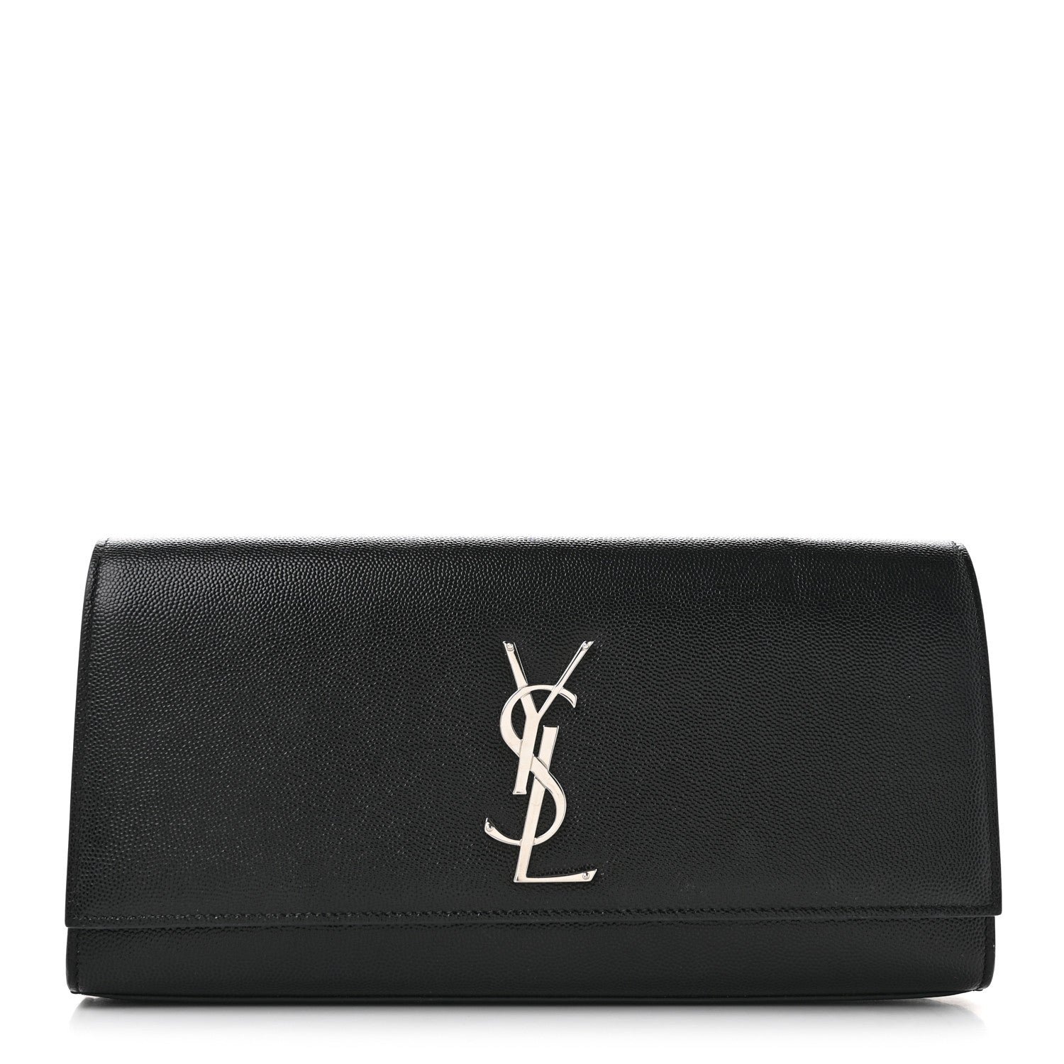 Saint Laurent Grain De Poudre Monogram Cassandre Clutch Black