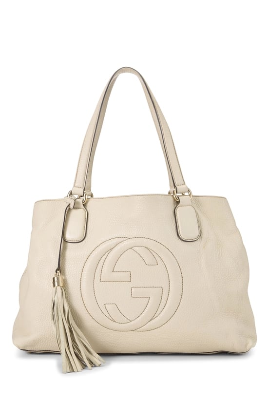 Cream Leather Soho Working Tote Large