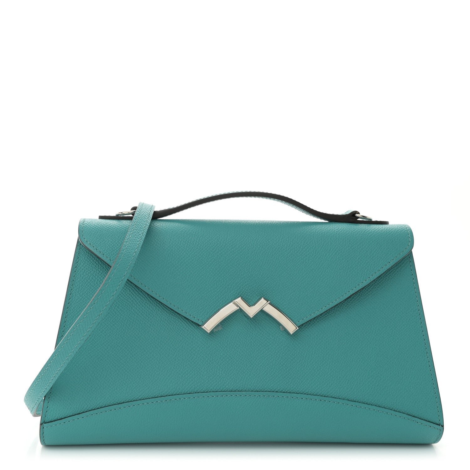 Moynat Carat Calfskin Gabrielle Clutch Turquoise