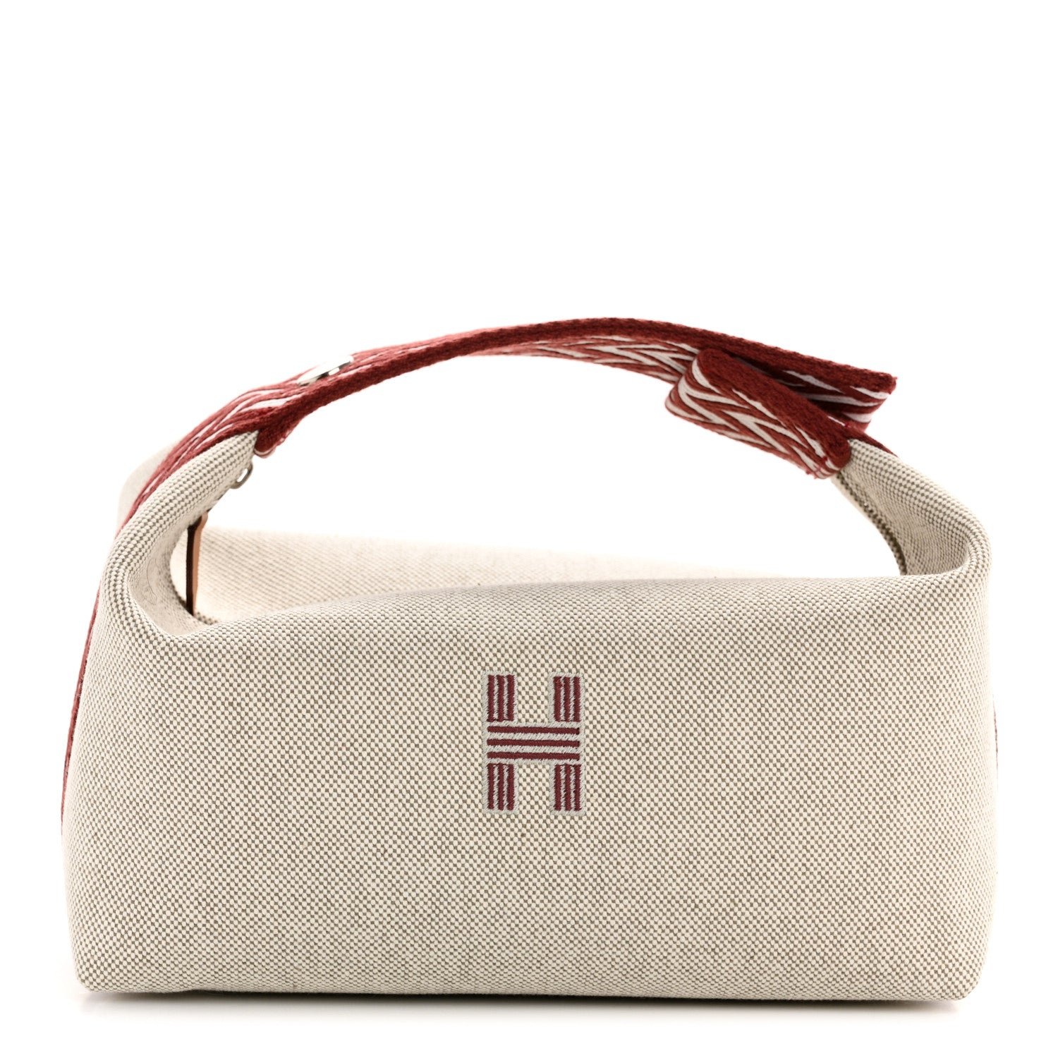 Hermes Canvas Small Bride-A-Brac Pouch Natural Rouge H