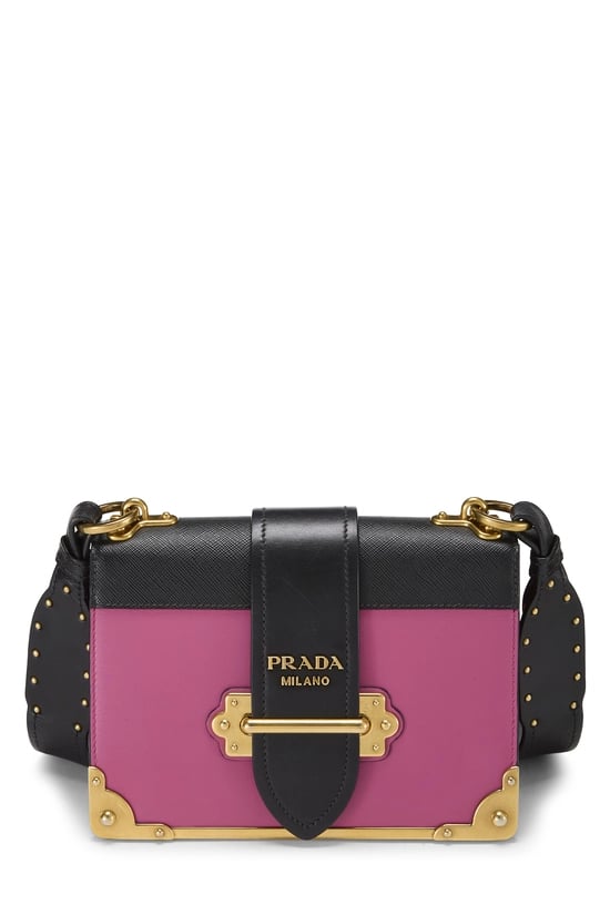 Pink & Black Leather Cahier Crossbody