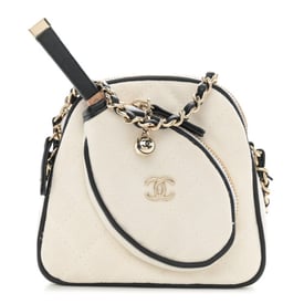 Chanel Canvas Calfskin Tennis Racket Mini Bag White Black