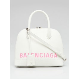 Balenciaga Balenciaga White Stamped Calfskin Leather Small Ville Satchel Bag