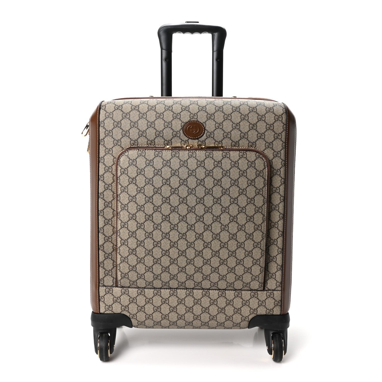 Gucci GG Supreme Monogram Azalea Calfskin Retro Interlocking G Small Savoy Cabin Trolley Beige Ebony Brown Sugar