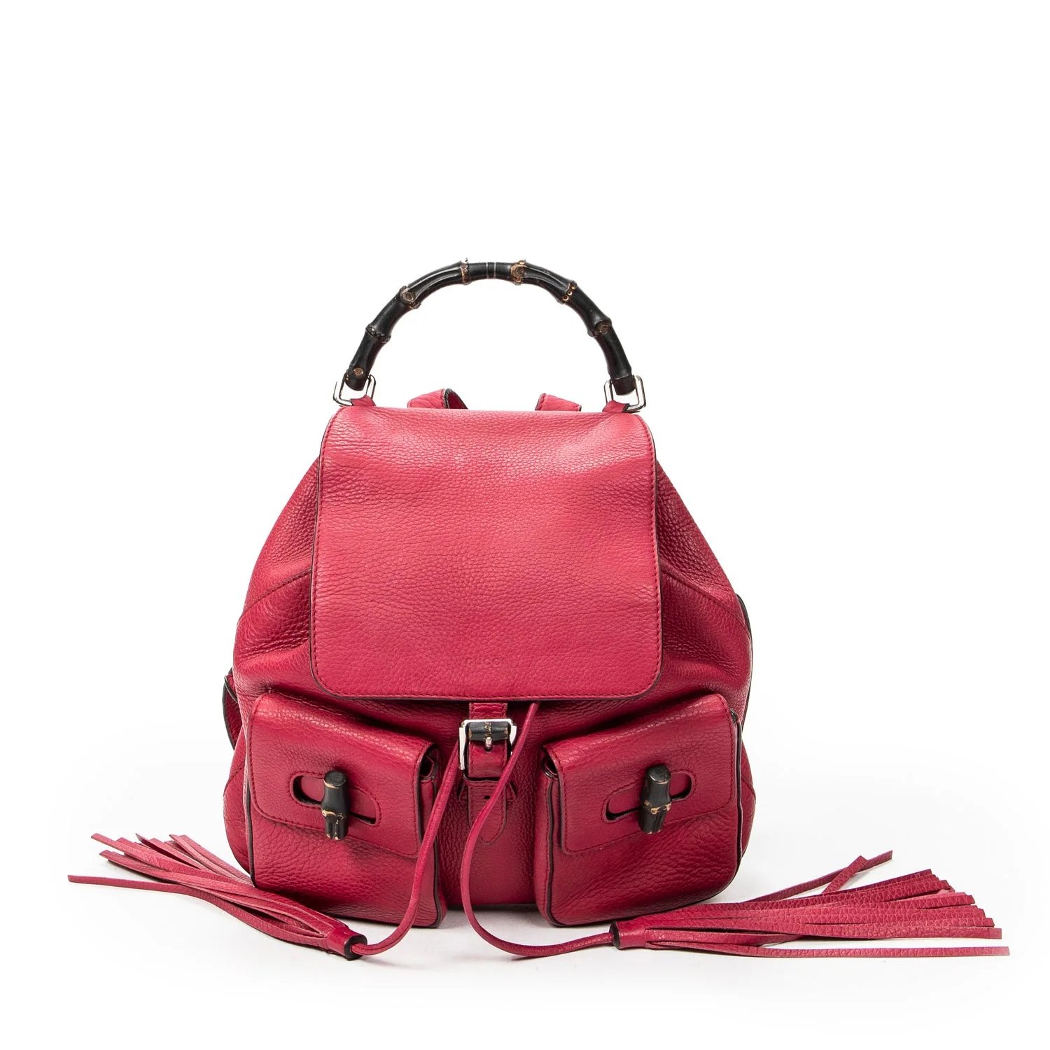 Leather Medium Bamboo Tassel Backpack
