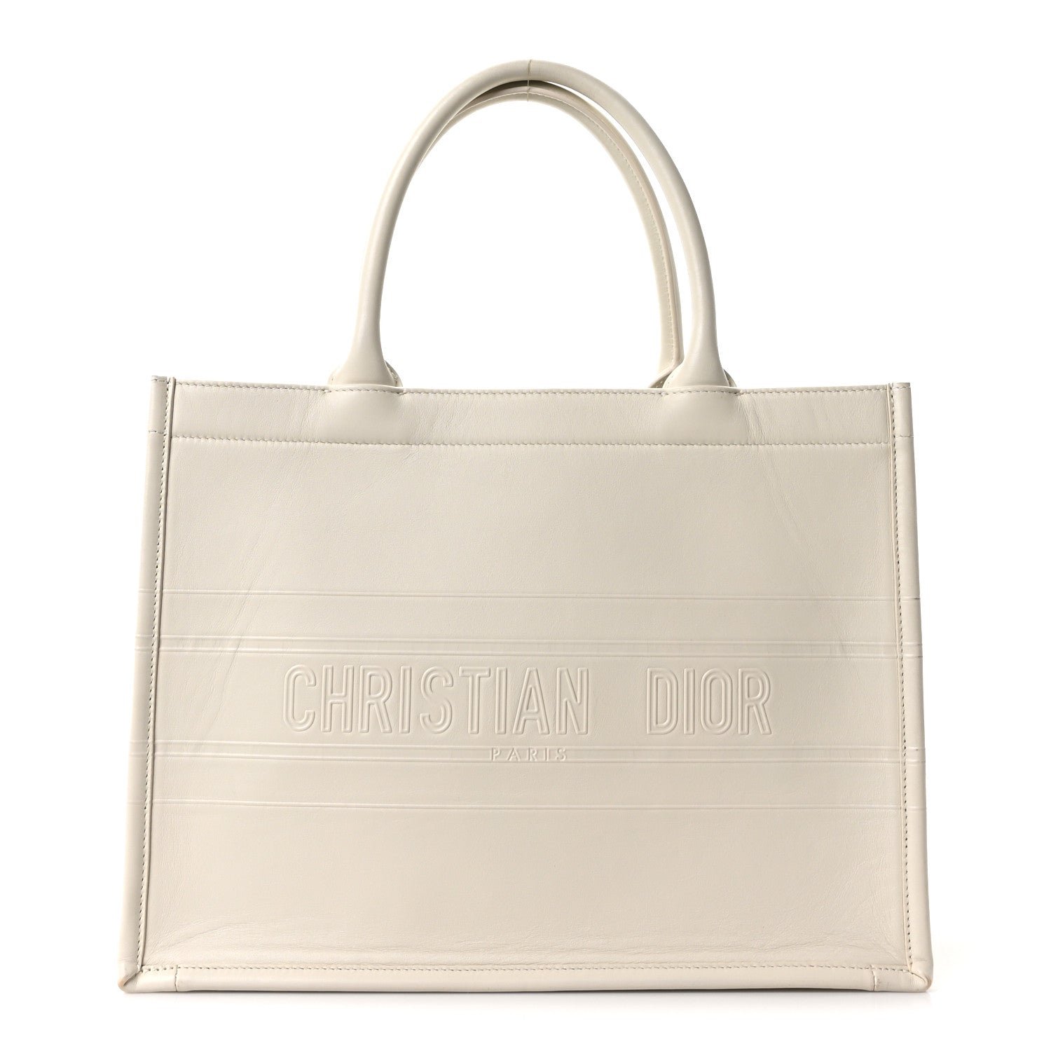 Christian Dior Calfskin Embossed Medium Book Tote Ivory Tote Ivory