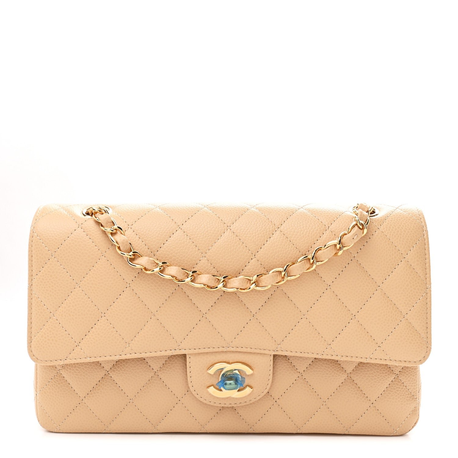Chanel Caviar Quilted Medium Double Flap Beige