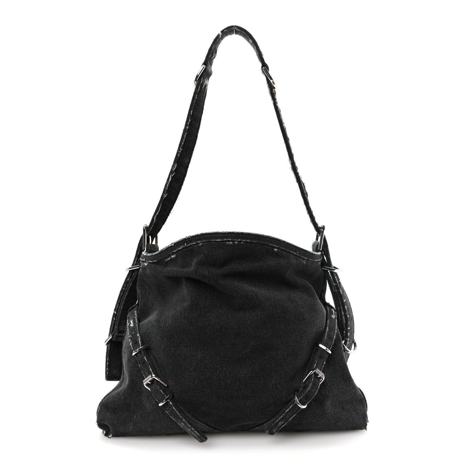 Givenchy Distressed Denim Medium Voyou Bag Black