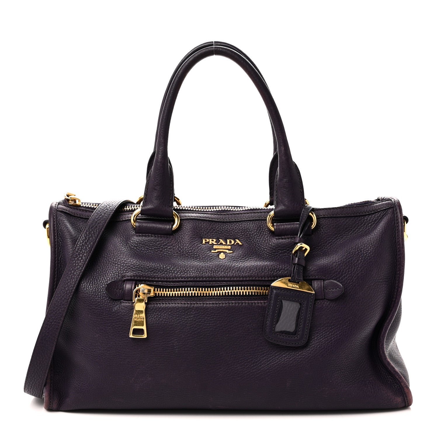 Prada Vitello Daino Shopping Satchel Uva