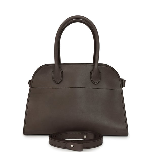 The Row Soft Margaux 10 Bag Mid Grey Saddle Leather Silver Hardware