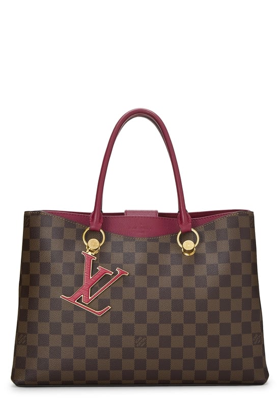 Burgundy Damier Ebene Riverside Tote
