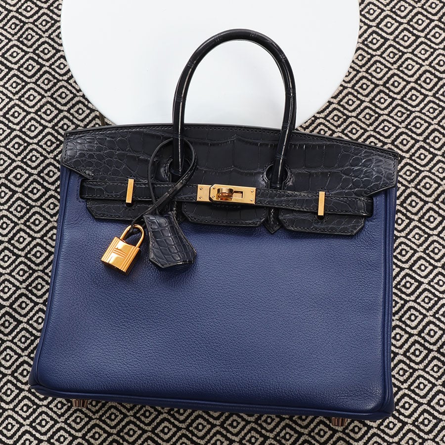 Hermes Hermès Bleu Saphir and Bleu Marine Birkin Touch 25