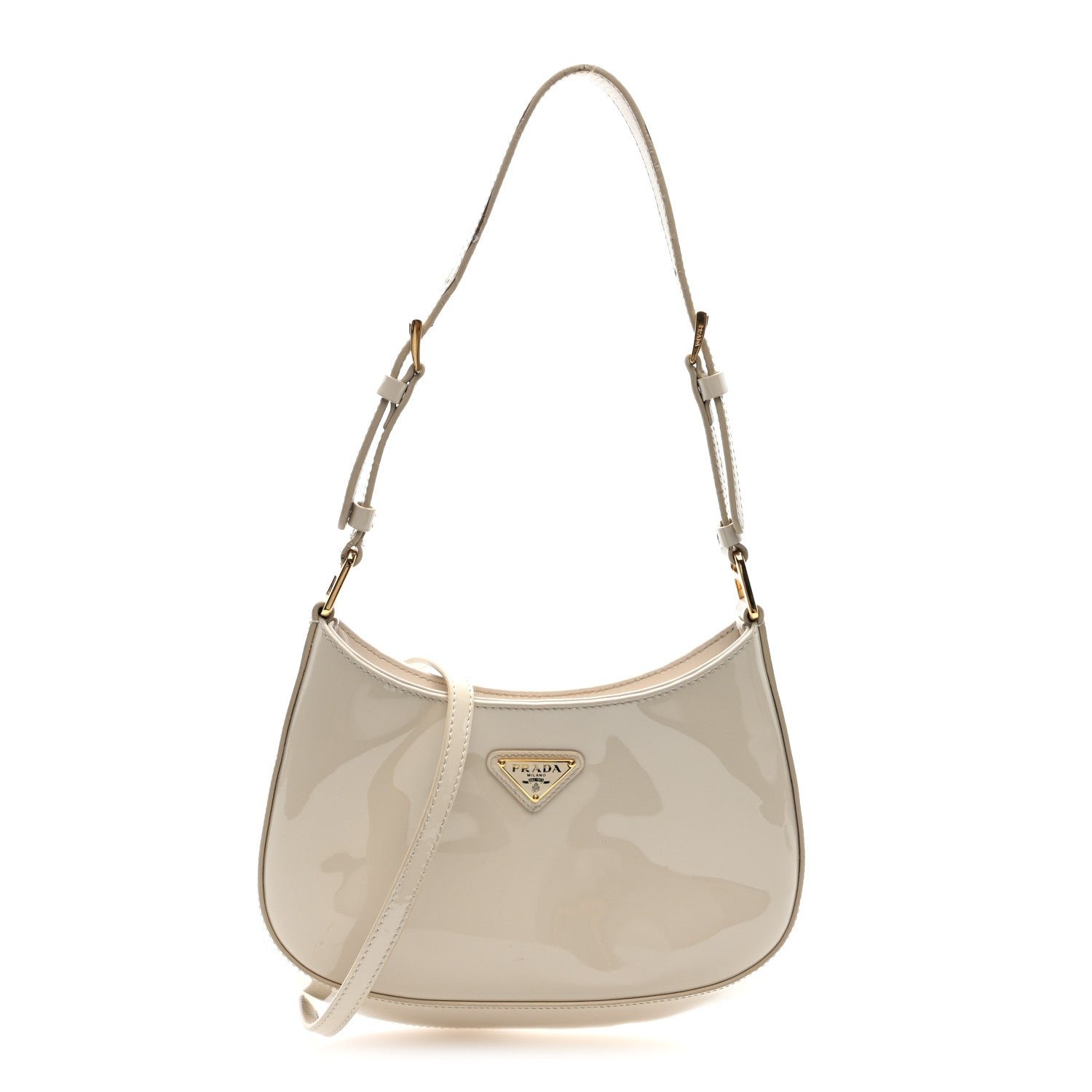Prada Spazzolato Cleo Adjustable Strap Shoulder Bag Avorio