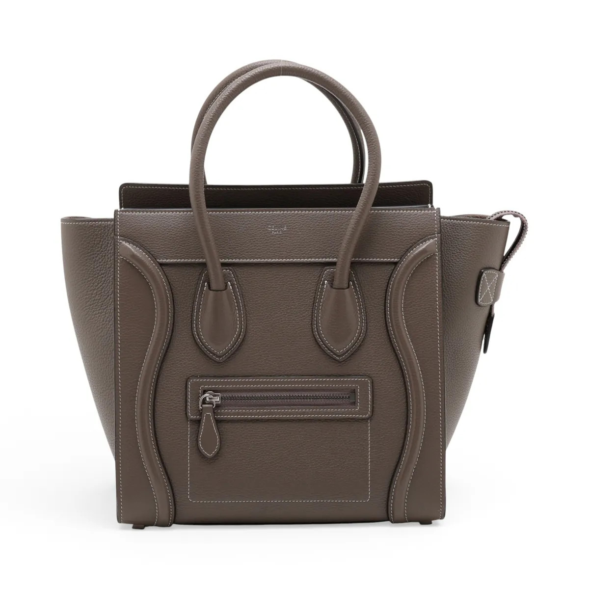 Celine Luggage Micro Shopper Leather Hand bag Greige