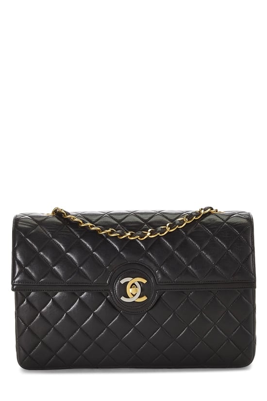 Black Quilted Lambskin Paris Limited Double Flap Medium