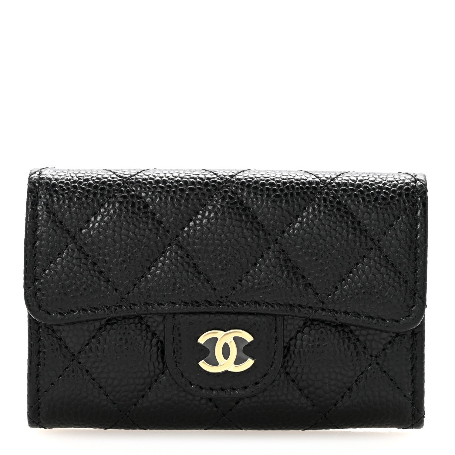 Chanel Caviar Quilted Flap Card Holder Wallet Black