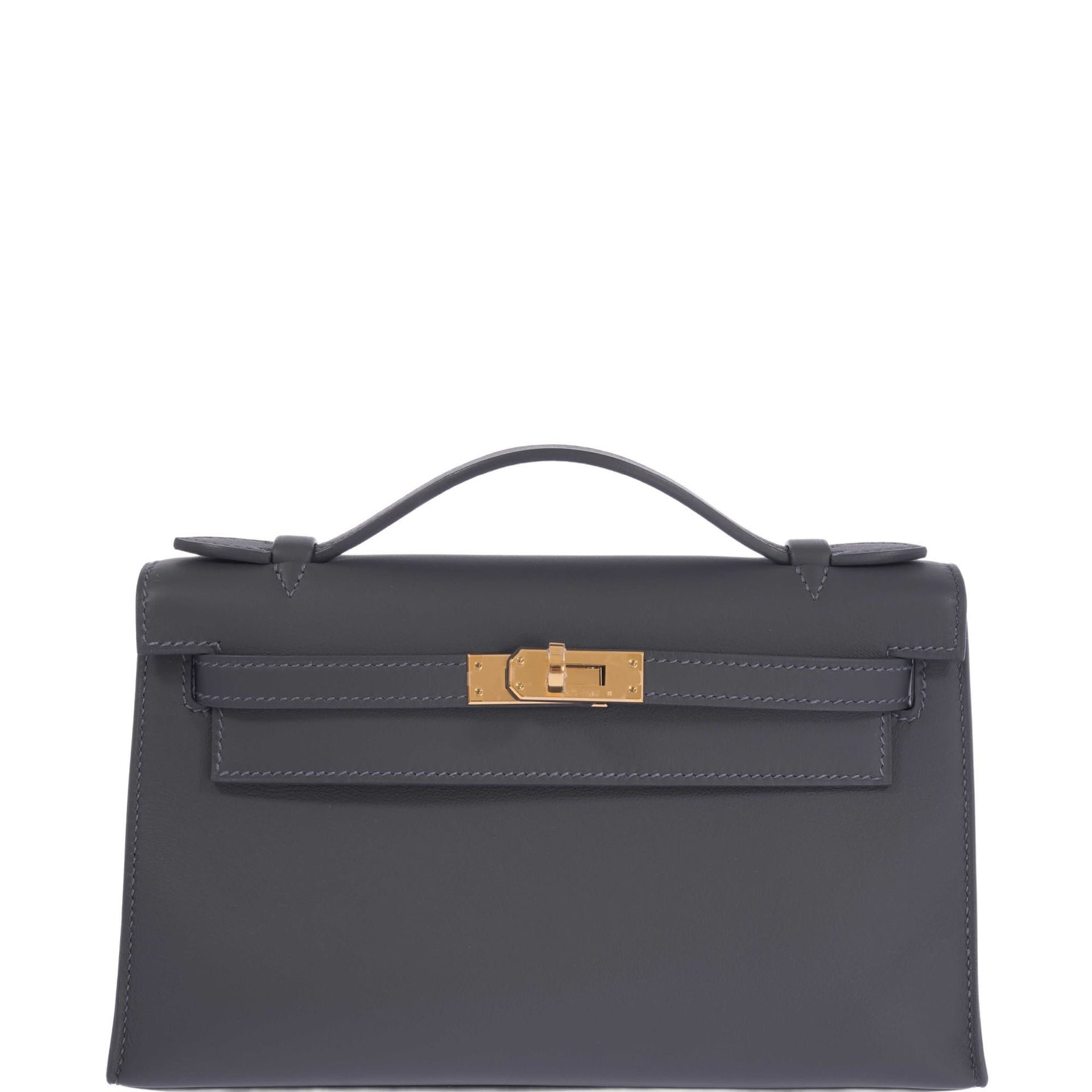 Hermes Hermès Kelly Pochette Ardoise Swift Gold Hardware