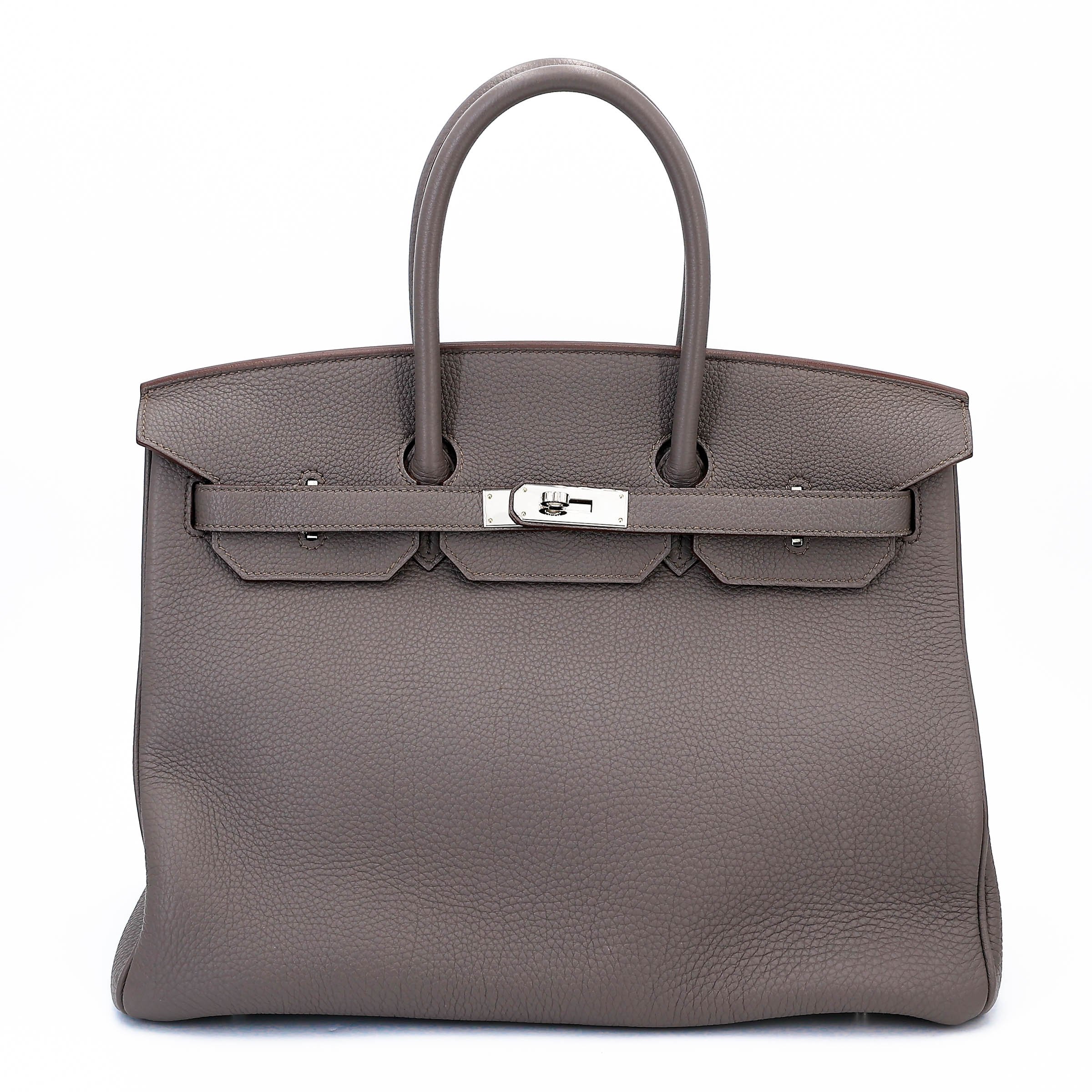 Unused ( Rank NS ) HERMÈS Birkin 35 Etain (8F) Togo Palladium hardware Square P (2012)