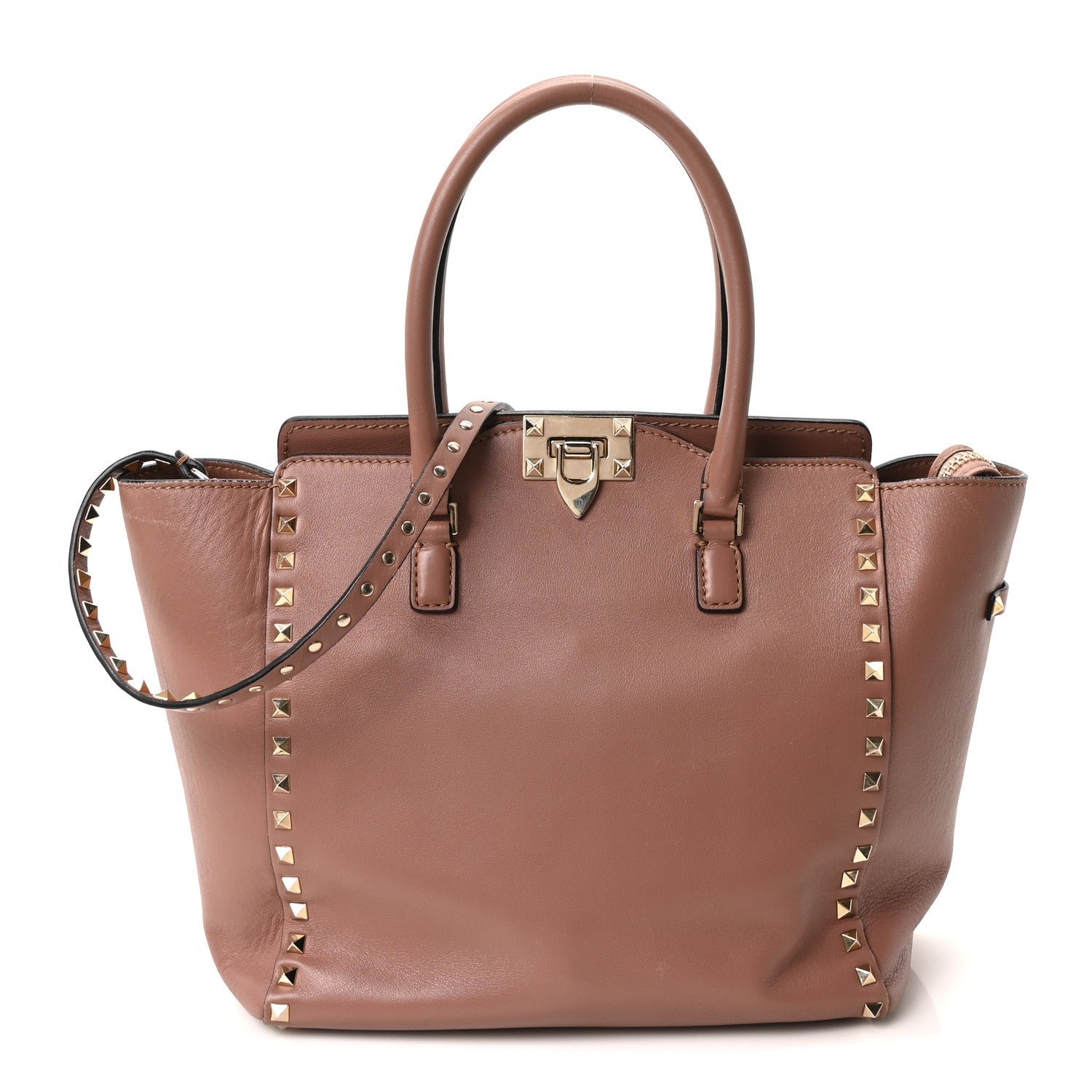 Valentino Garavani Vitello Small Rockstud Double Handle Tote Antique Rose
