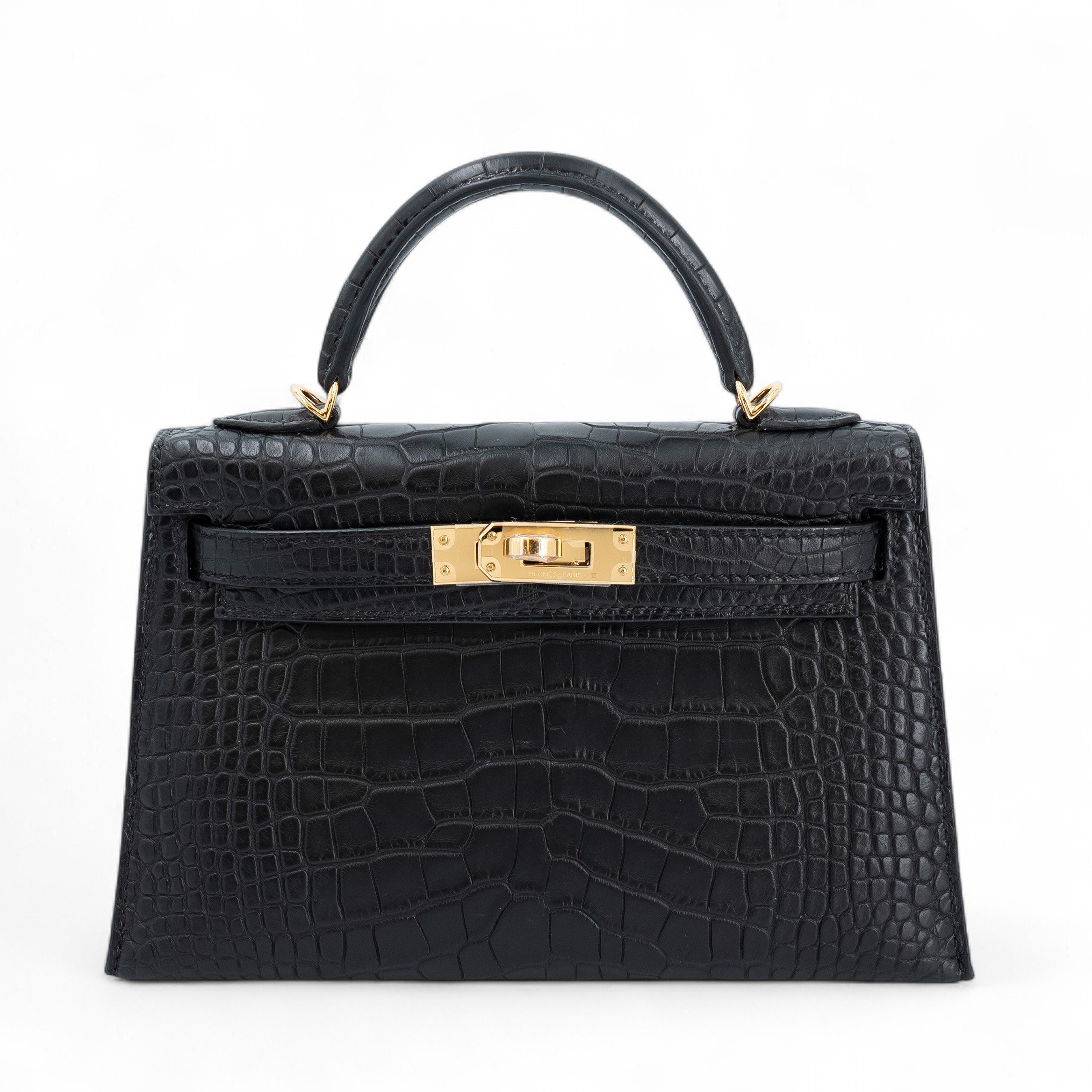 Brand New ( Rank N ) HERMÈS Mini Kelly II Noir (89) Matte Alligator Gold hardware K (2025)