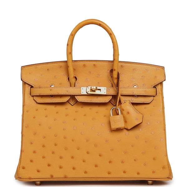 Hermes Hermes Birkin 25 Safran Ostrich Gold Hardware