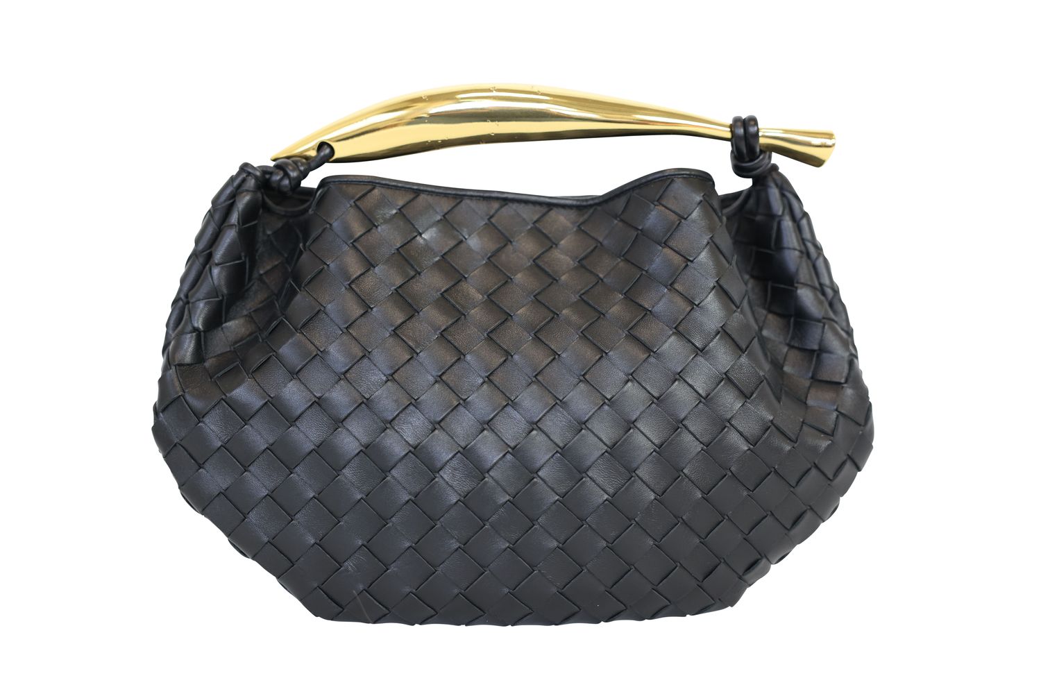 Bottega Veneta Bottega Veneta Sardine Medium Bag, Black Intrecciato Leather and Gold Hardware, Preowned in Dustbag WA001