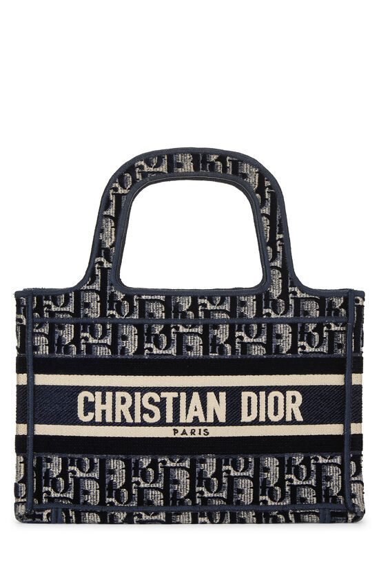 Dior Navy Diorissimo Velvet Book Tote Mini