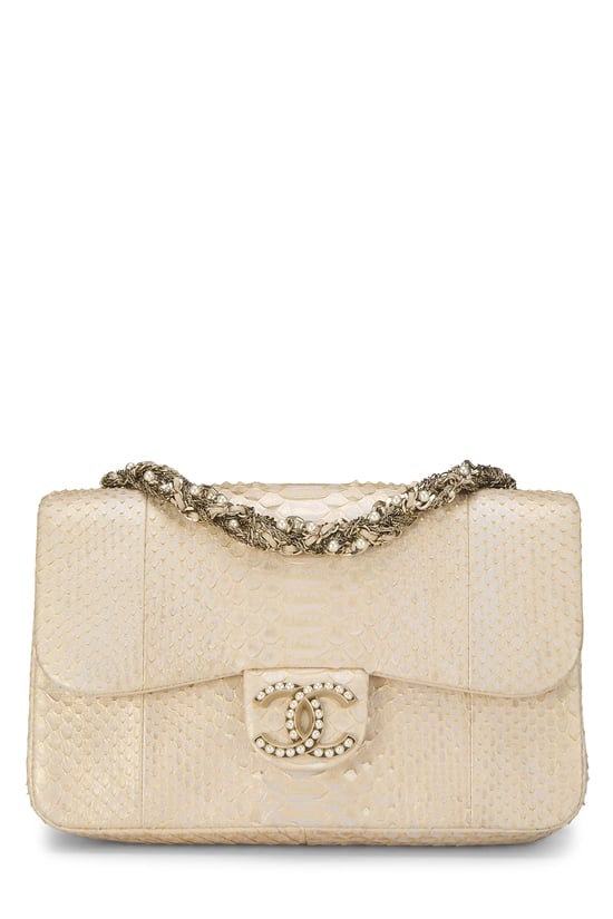 Beige Python Westminster Pearl Flap Medium