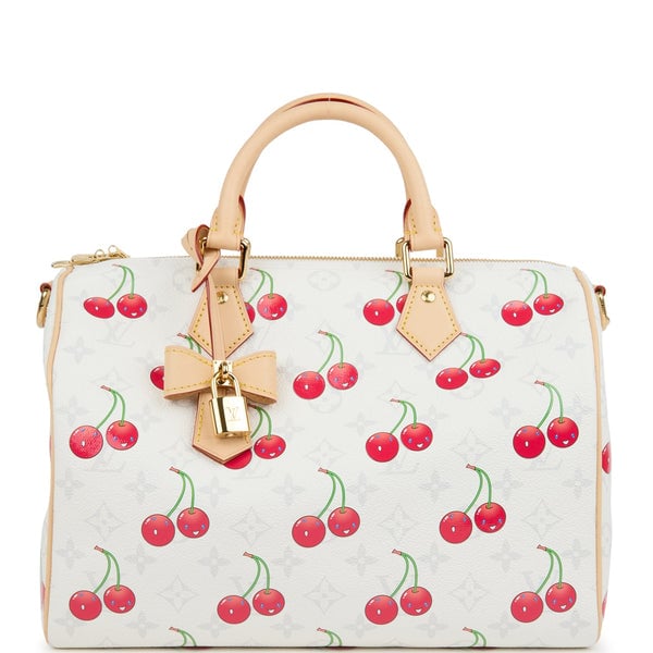 Louis Vuitton Louis Vuitton X Takashi Murakami Soft Speedy Bandouliere 30 Cherry White Monogram Gold Hardware
