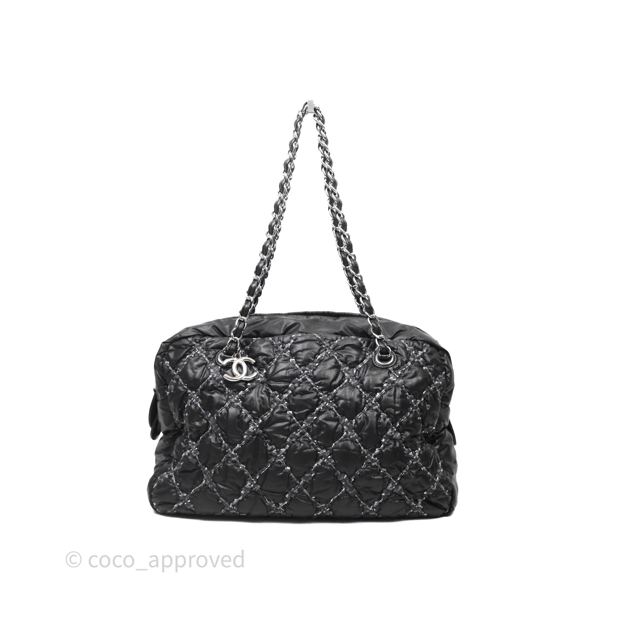 Chanel Paris-Byzance Tweed On Stitch Nylon Bubble Dark Grey Shoulder Bag
