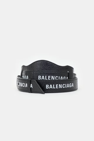 Distressed Leather Logo Bag Strap