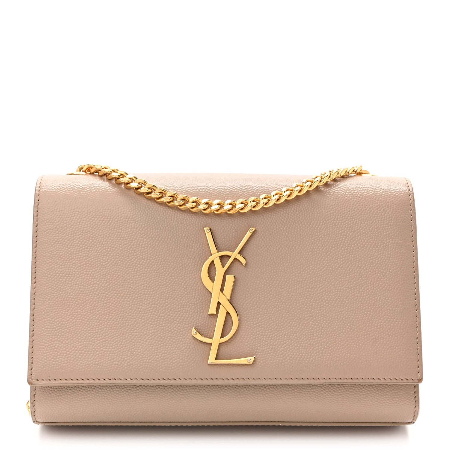 Saint Laurent Saint Laurent Grain De Poudre Small Monogram Kate Satchel Dark Beige