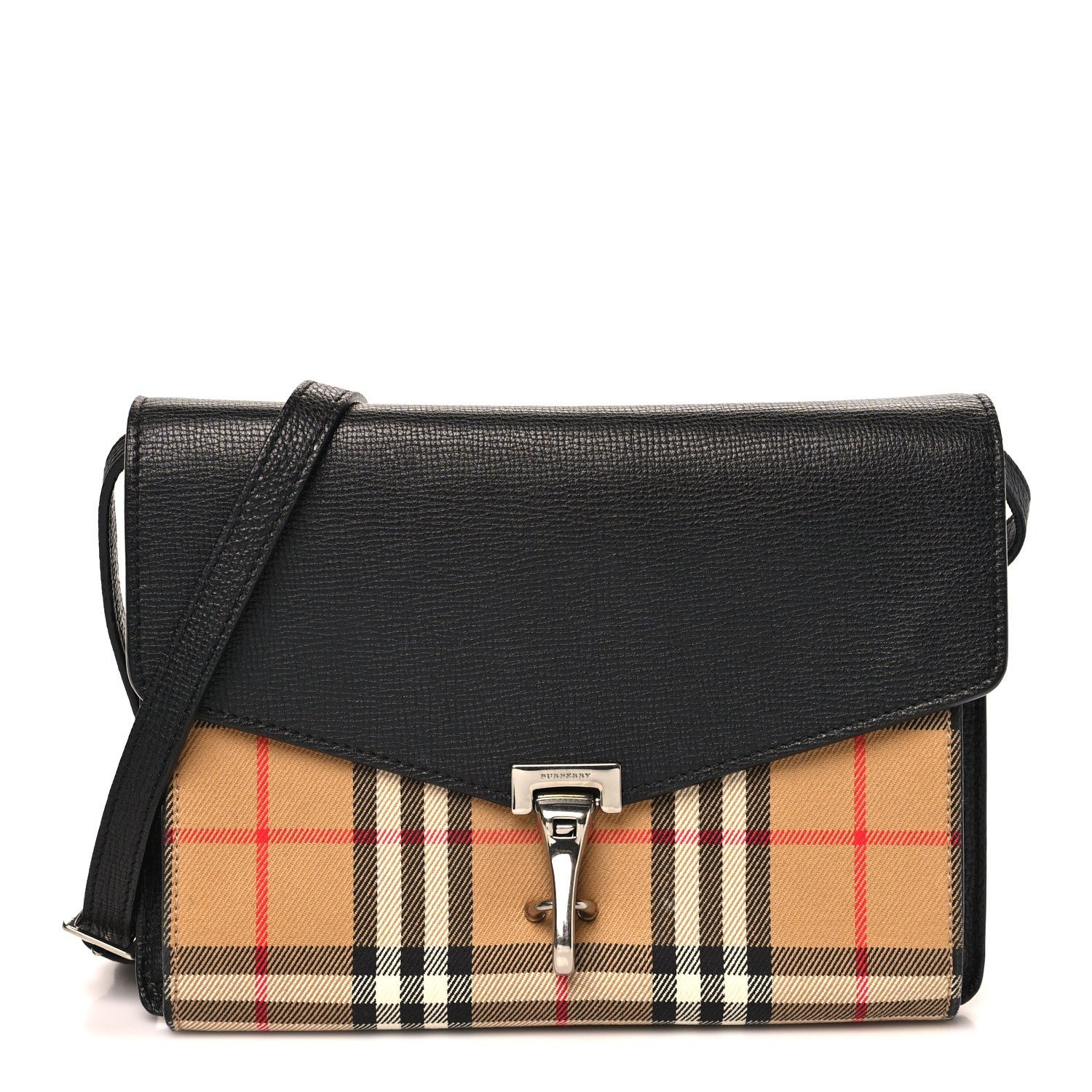 Burberry Burberry Derby Calfskin Vintage Check Small Macken Crossbody Bag Black