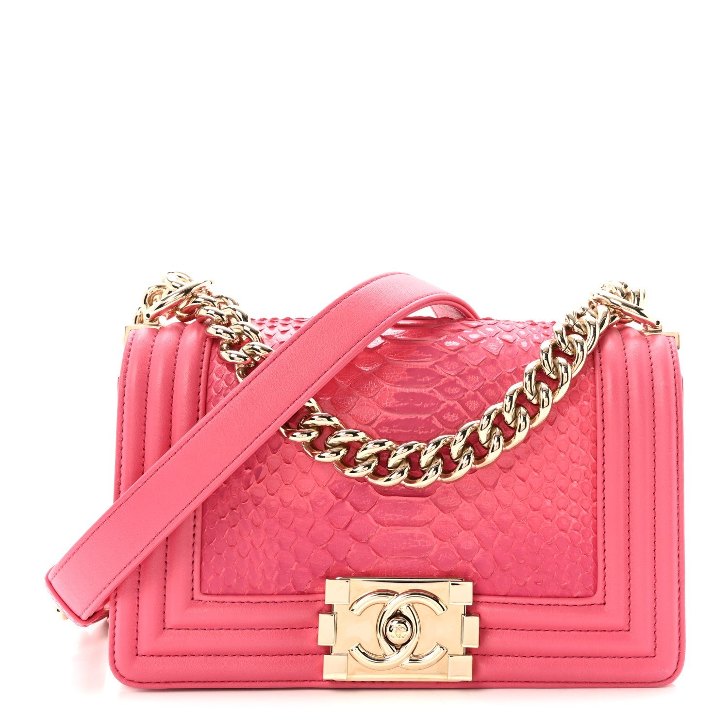 Chanel Snakeskin Small Boy Flap Pink