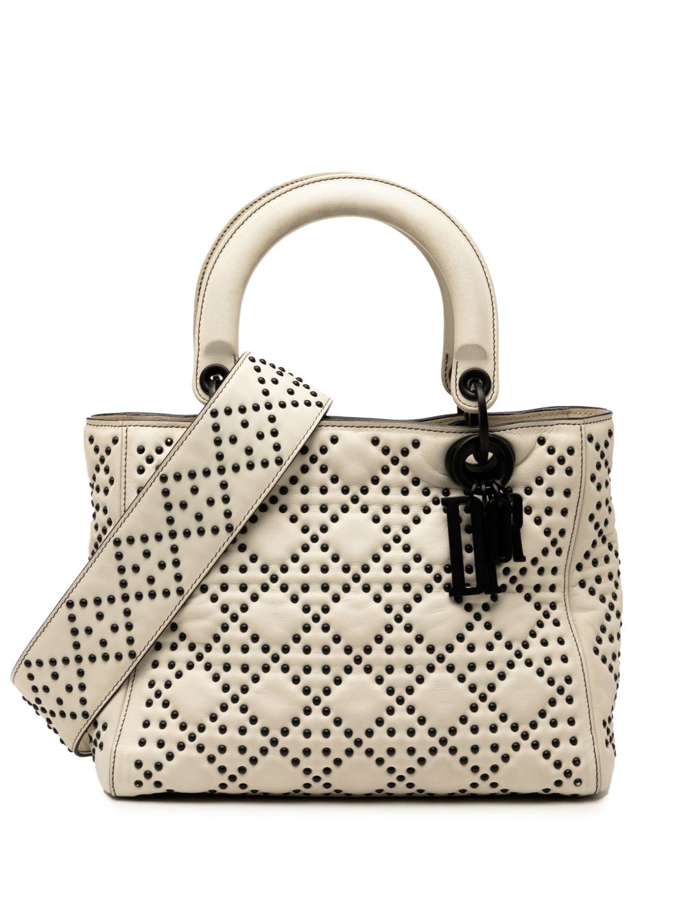 2018 Medium Lambskin Cannage Studded Supple Lady Dior satchel