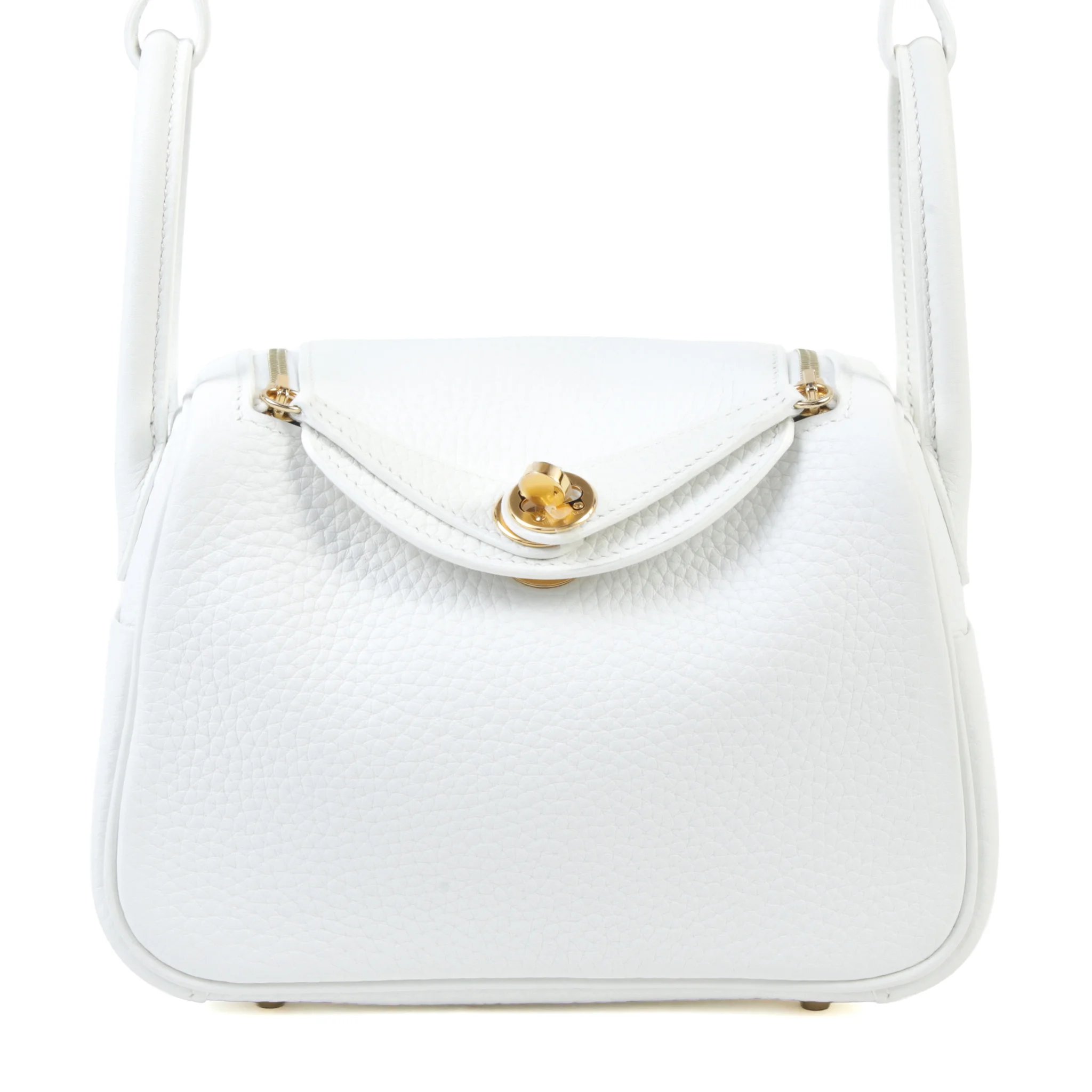Unused ( Rank NS ) HERMÈS Mini Lindy II New White (0U) Clemence Gold hardware W (2024)