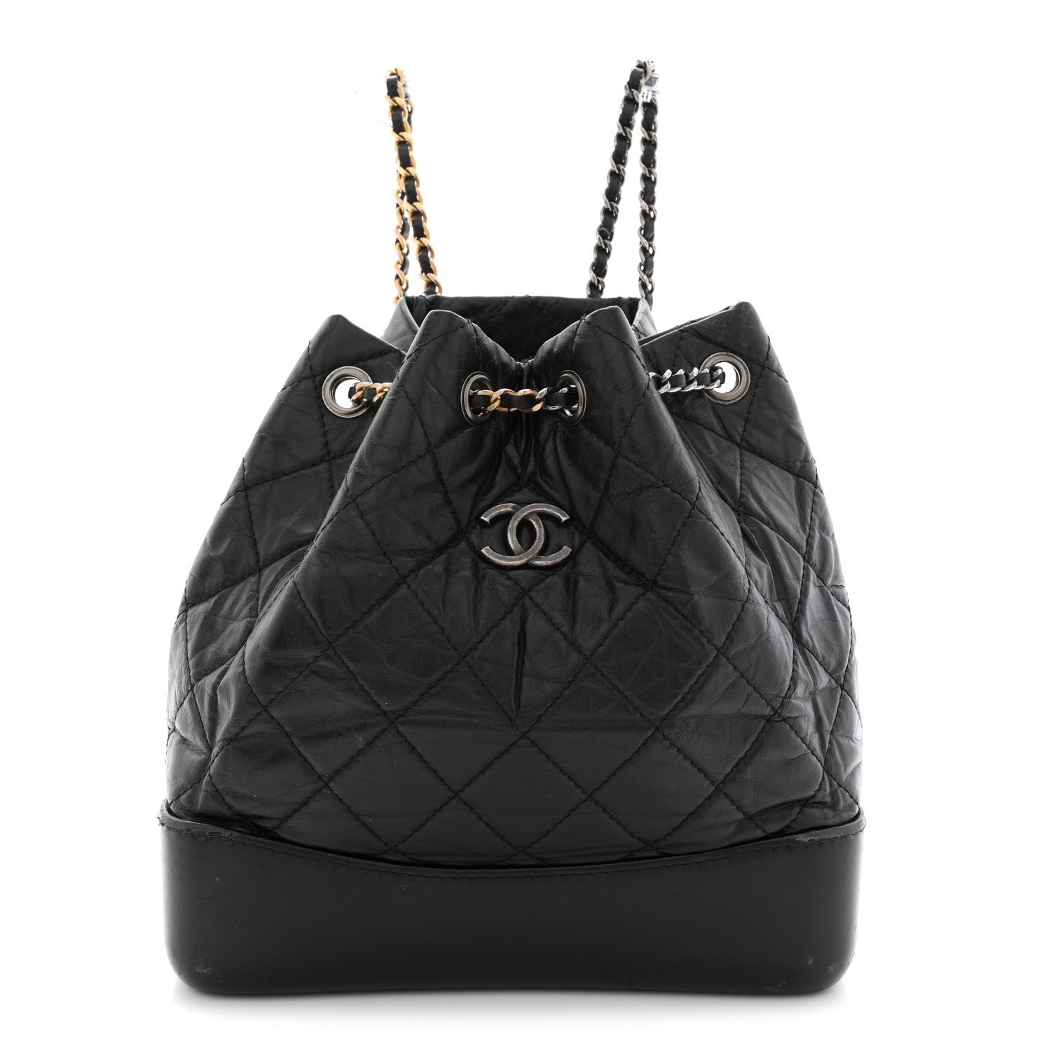 Chanel Aged Calfskin Quilted Small Gabrielle Backpack Black