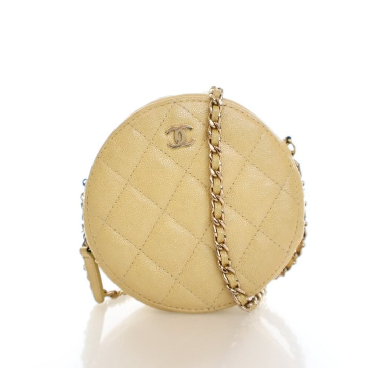Chanel Caviar Round Clutch With Chain