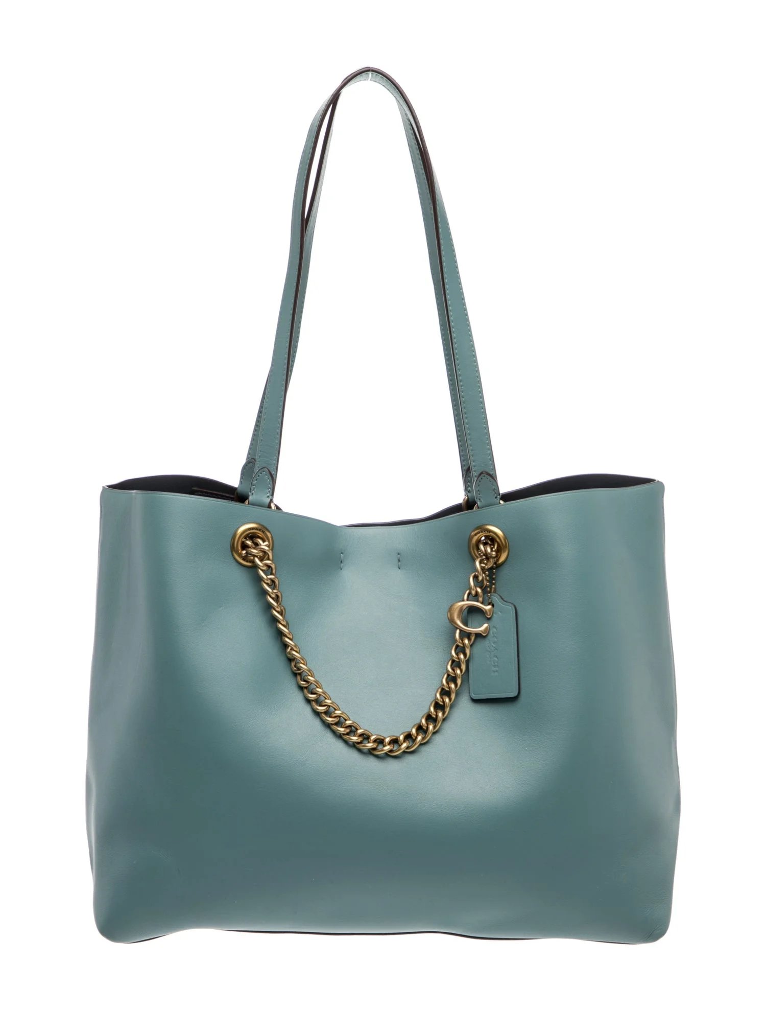 Leather Chain Leather Tote Bag Large