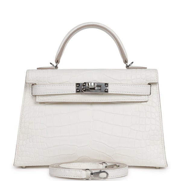 Hermes Kelly Sellier 20 Creme Chantilly Matte Alligator Palladium Hardware