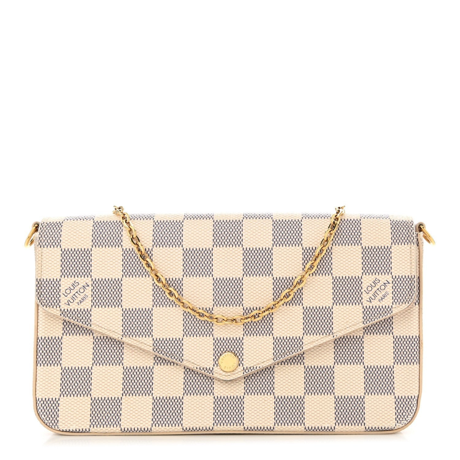 Louis Vuitton Damier Azur Pochette Felicie Chain Wallet Rose Ballerine