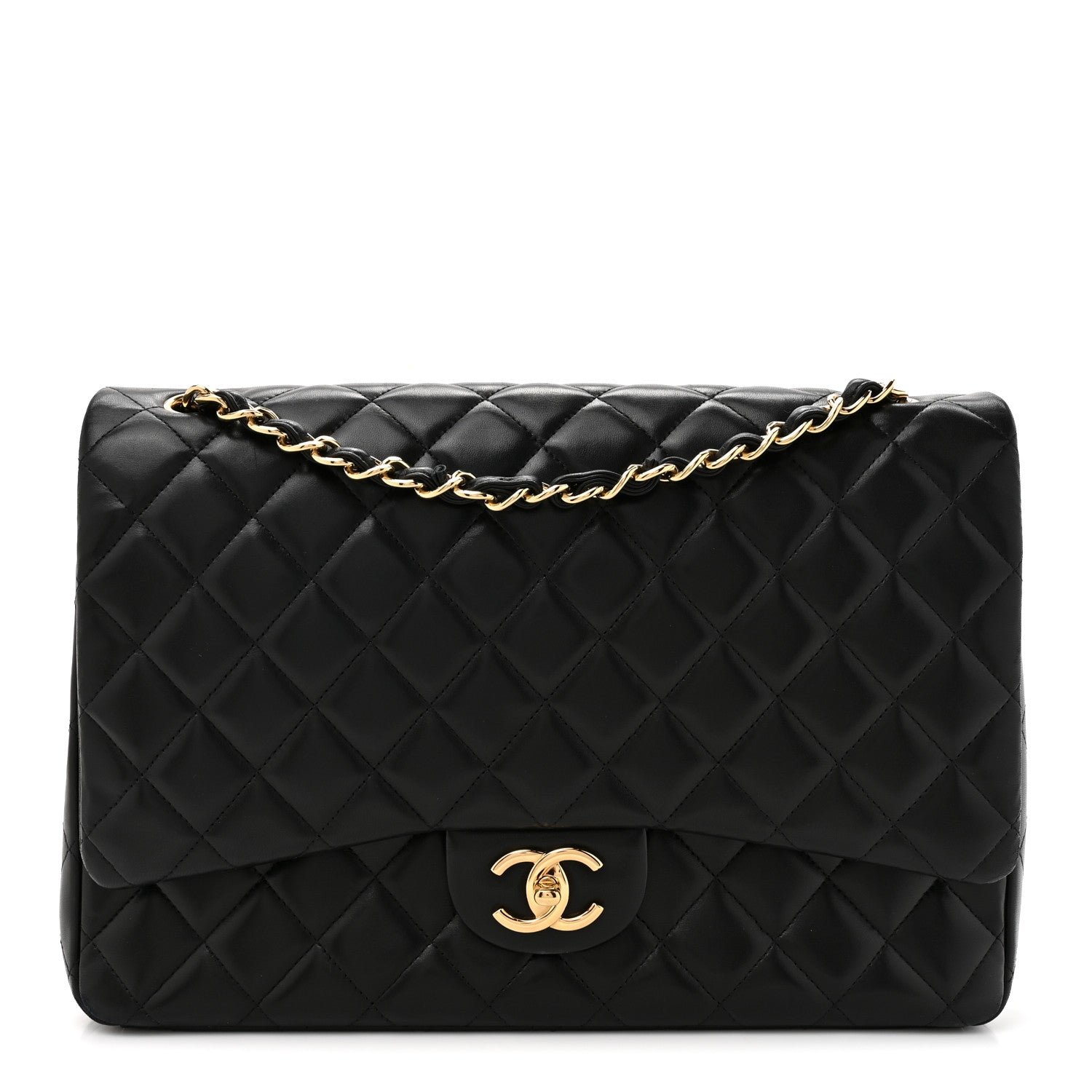 Chanel Lambskin Quilted Maxi Double Flap Black