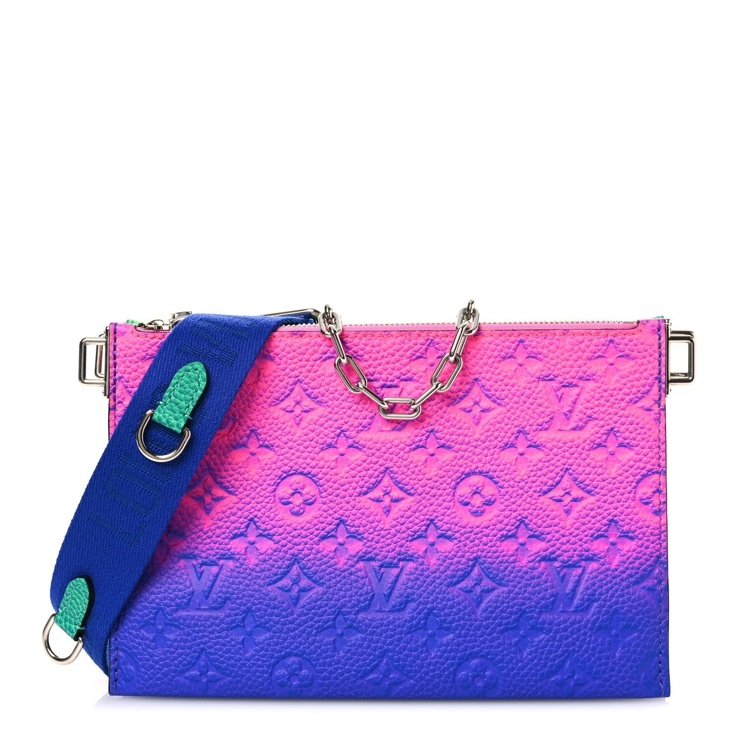 Louis Vuitton Taurillon Illusion Trio Pouch Bleu Rose