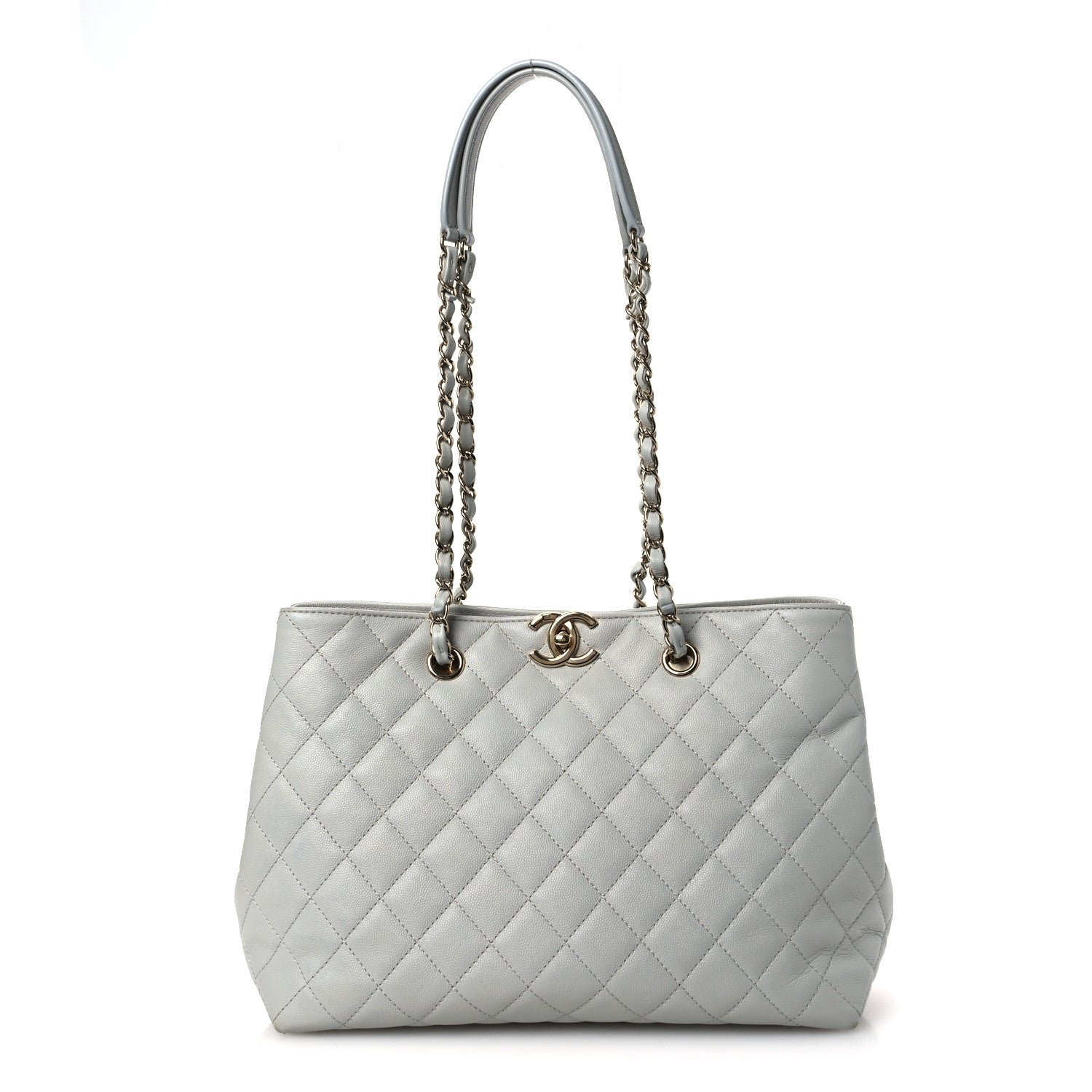 Chanel Caviar Quilted Small Shopping Tote Grey