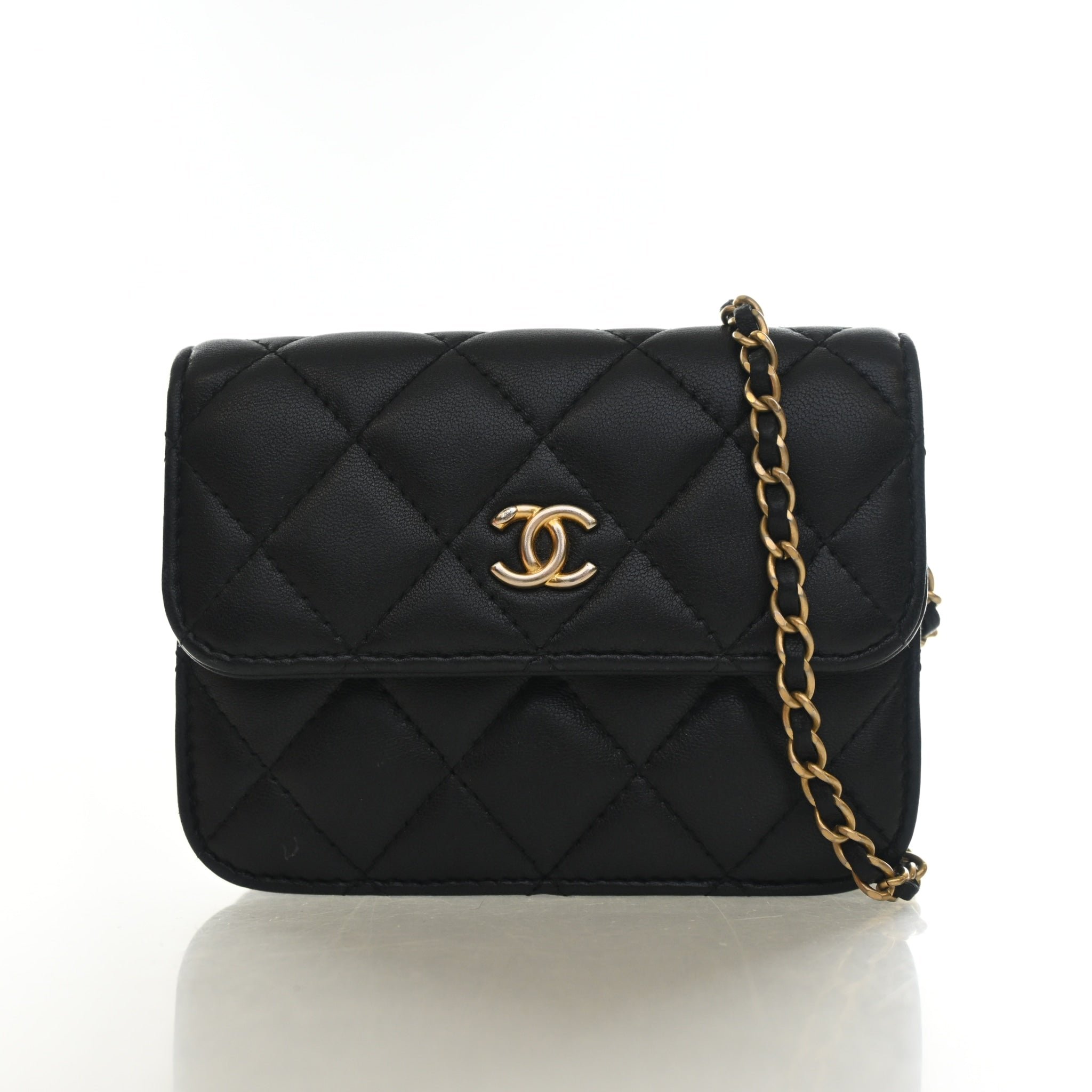 Chanel Mini Lambskin Pearl Crush Clutch With Chain