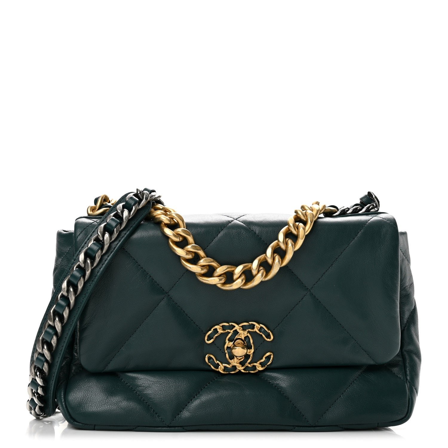 Chanel Goatskin Quilted Medium Chanel 19 Flap Dark Blue