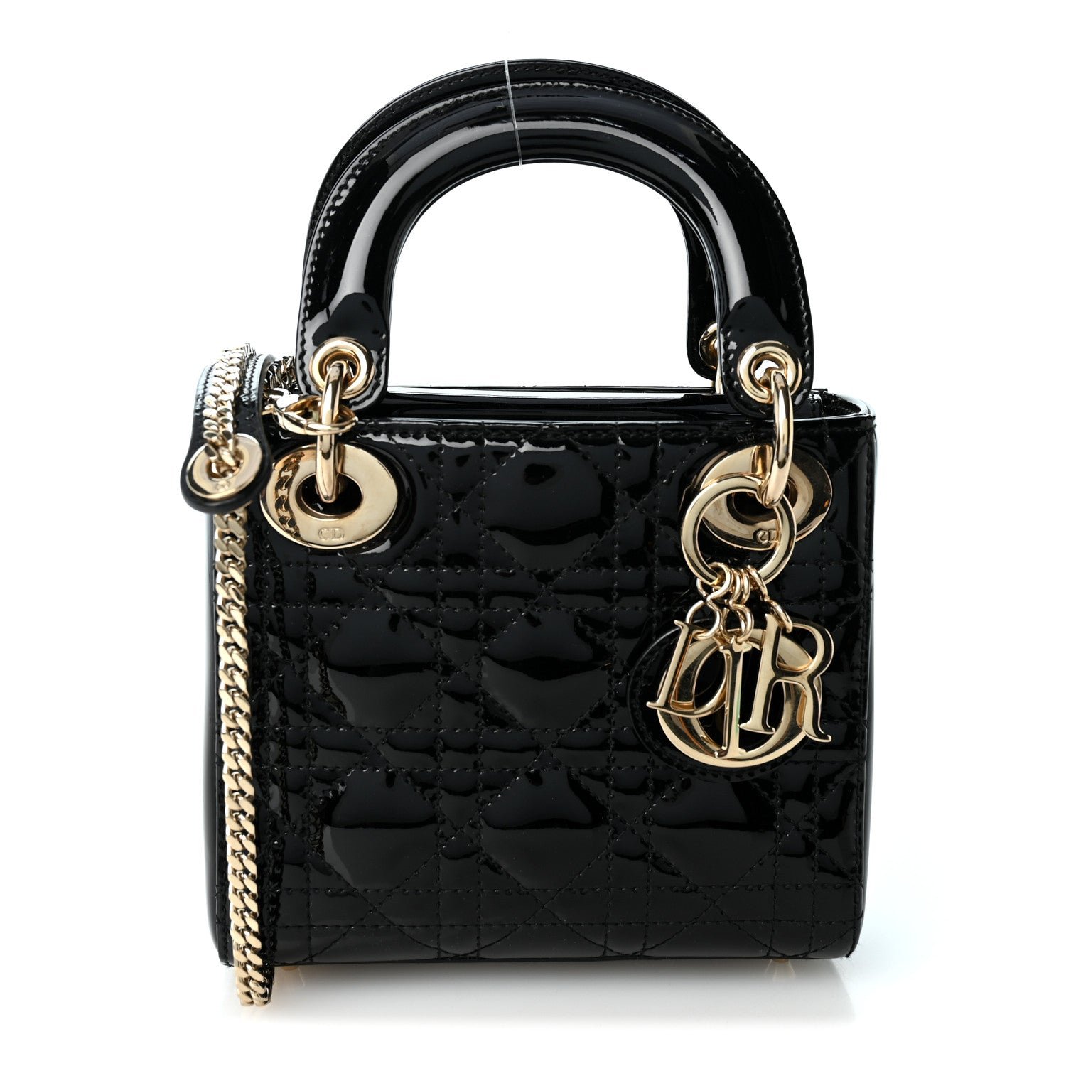 Christian Dior Patent Cannage Mini Lady Dior Black