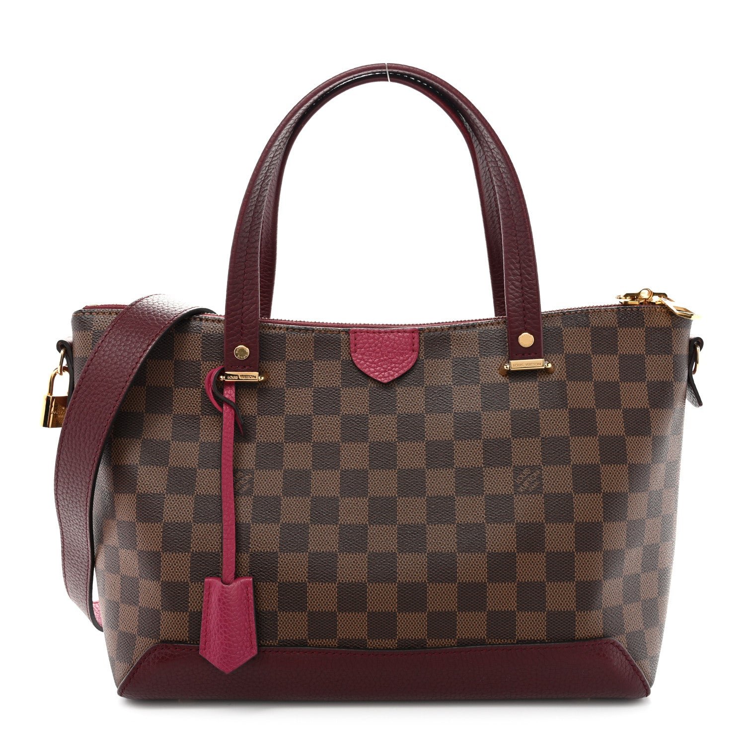 Louis Vuitton Damier Ebene Cuir Taurillon Hyde Park Fuchsia
